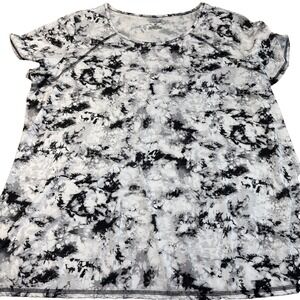 6s- Womens Exertek 2X Lightweight Tee Black White Tie-Dye